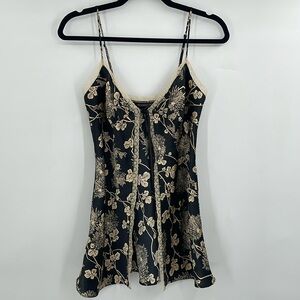 Victoria's Secret Black & Beige Satin Open Front Nightie